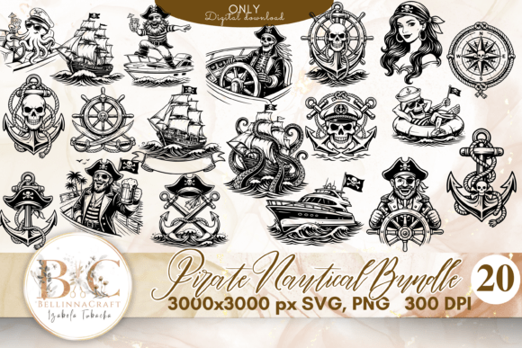 20 Pirate SVG Bundle: Nautical Graphics & Illustrations