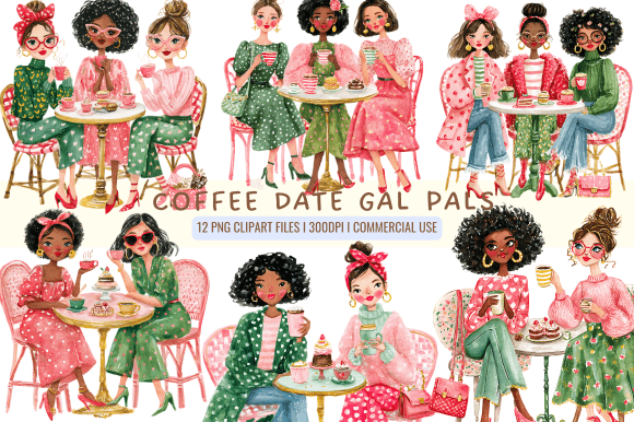 Coffee Date Gal Pals Graphics & Illustrations
