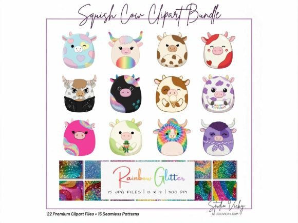 Cow Squishy Bundle with Glitter Patterns: Graphics & Illustrations Reviewed