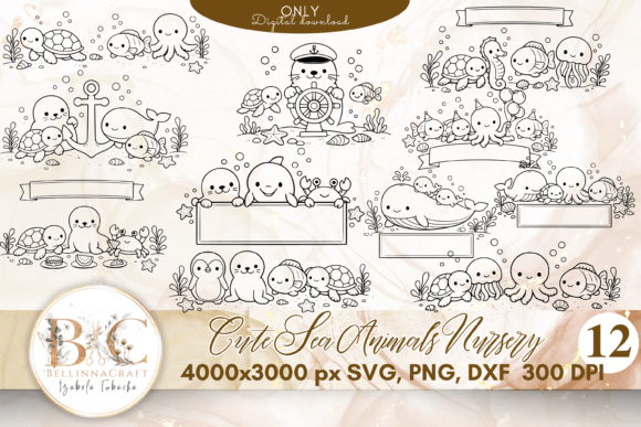 Cute Sea Animals Nursery SVG Graphics & Illustrations