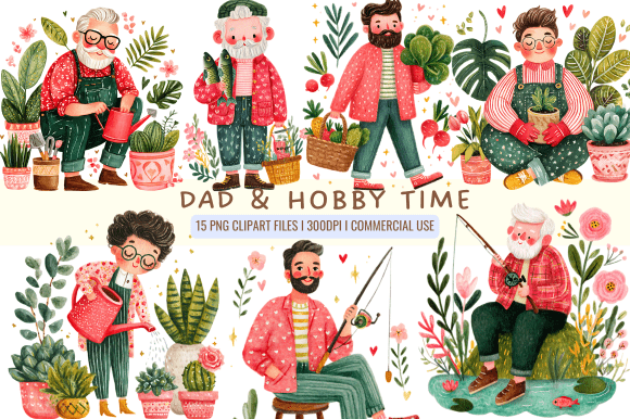 Dad Hobby Time Clipart: Graphics & Illustrations for Local Brands