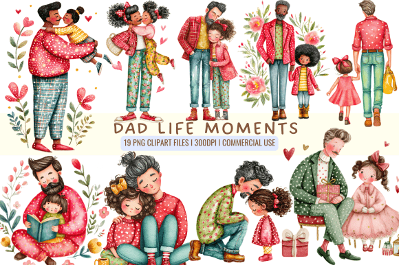 Dad Life Moments Clipart: Graphics & Illustrations