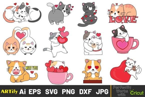 Funny Valentine Kawaii Cat Clip: Graphics & Illustrations Review