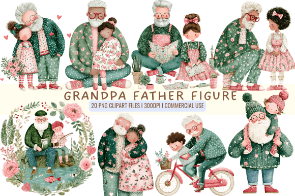 Grandpa Father Figure Cliparts Graphics & Illustrations