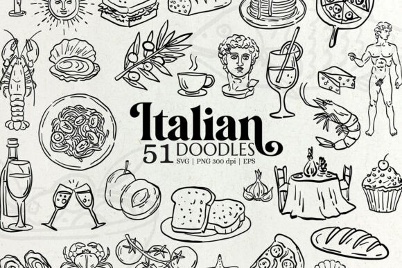 Hand-Drawn Italian Doodles Graphics & Illustrations