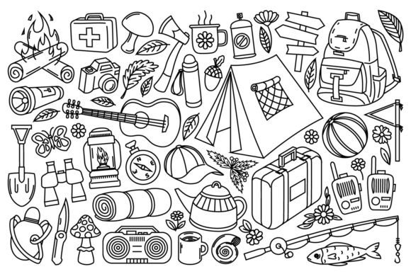 Line Art Camping Set