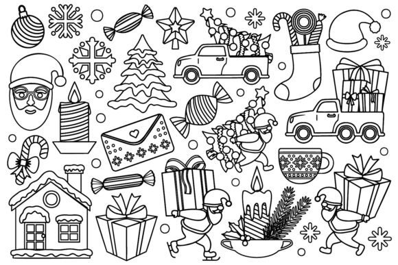 Line Art Christmas Illustration Set: Graphics & Illustrations Review