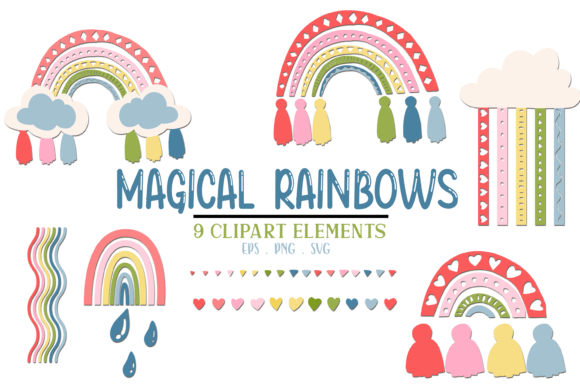 Magical Rainbows Clipart: Graphics & Illustrations
