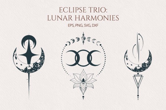 Mystical Moon Compositions. Eclipse Trio – Graphics & Illustrations Review