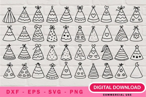 Party Hat Outline SVG Bundle Graphics & Illustrations Review