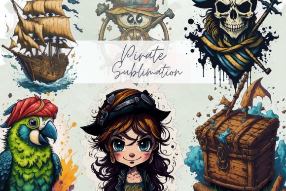Pirate Watercolor Sublimation Graphics & Illustrations