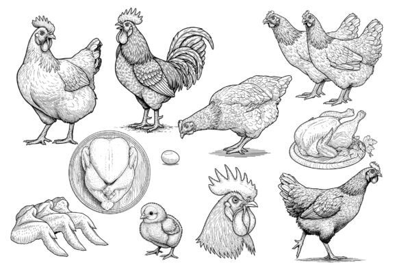 Poultry Illustration Pack Engraving: Graphics & Illustrations Review
