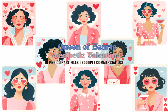 Queen of Hearts Aesthetic Valentine Clip Graphics Review