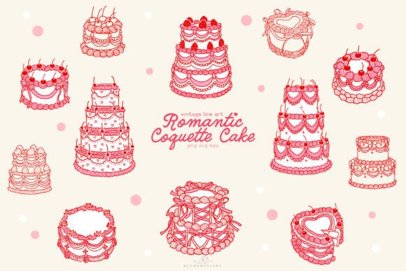 Romantic Coquette Cake Line Art: Graphics & Illustrations Review