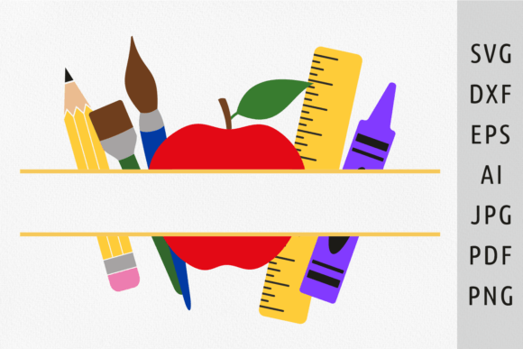 School Supplies Apple Split Monogram Design Review