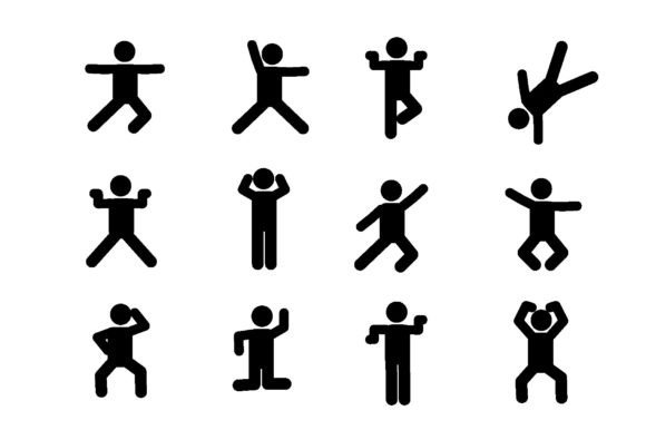 Stickman Pose Graphics for Branding and Illustrations
