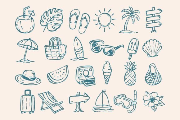 Summer Beach Hand Drawn Doodle Element Review
