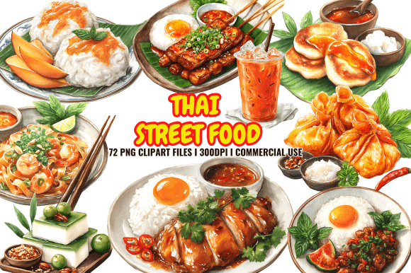Thai Street Food Clipart: Graphics & Illustrations for Publishers