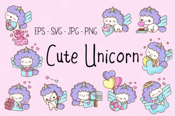 Unicorn, Set Cute Animals in Love: Graphics & Illustrations Review