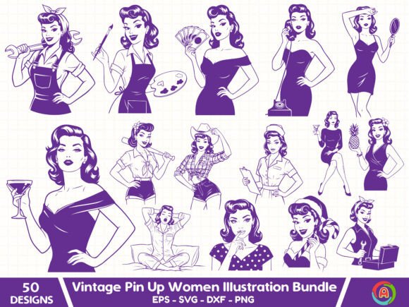Vintage Pin Up Women Illustration Bundle: A Designer's Review