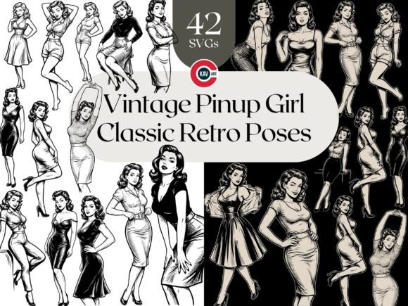 Vintage Retro Pinup: Vector SVG Graphics & Illustrations